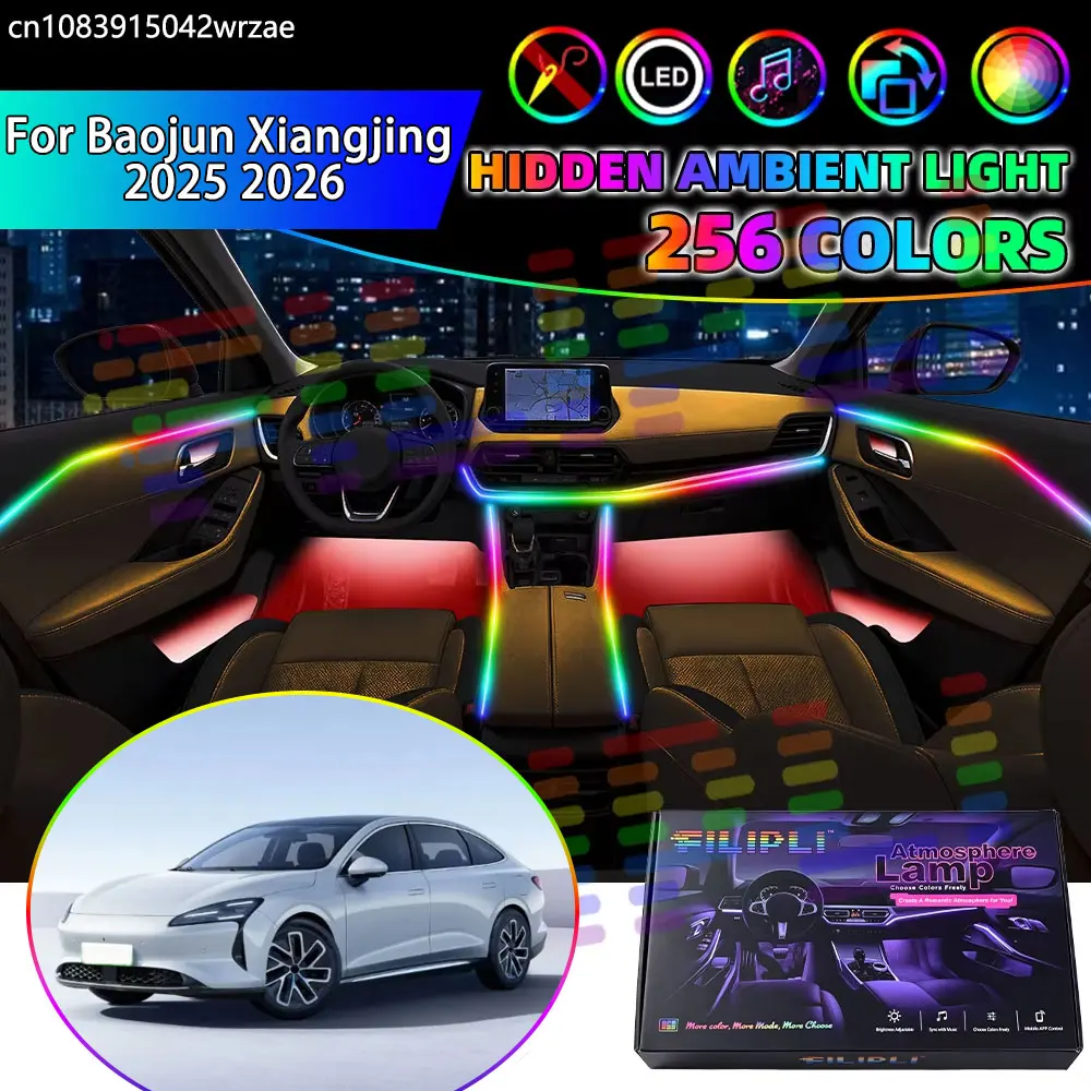 For Baojun Xiangjing 2025 2026 EQ200 RGB Car Interior Ambient Lights Strips Breathing Lighting Kit App Control LED strips Auto
