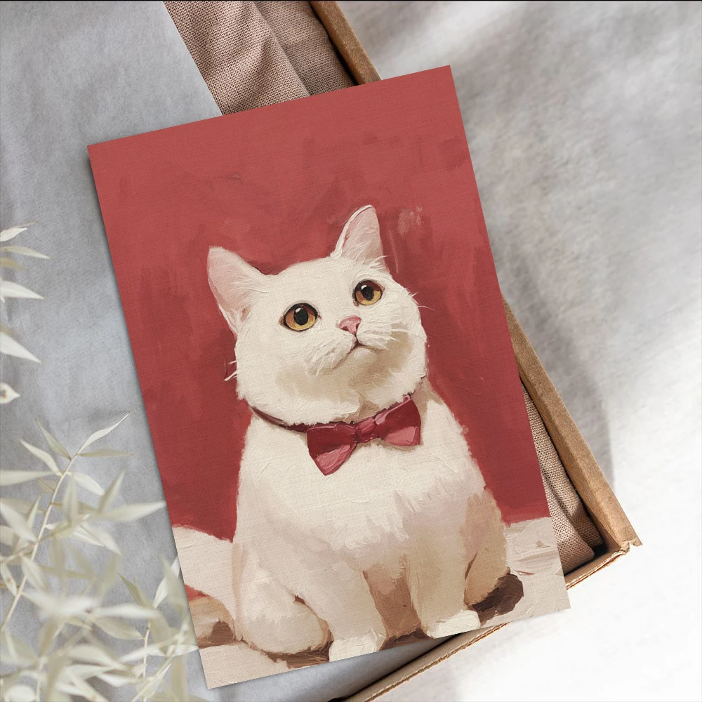 10PCS Cartoon Cat Album Card Sticker Notebook Wedding Art Picture Happy Holidays Laptop Nostalgia Living Room Creative Cards