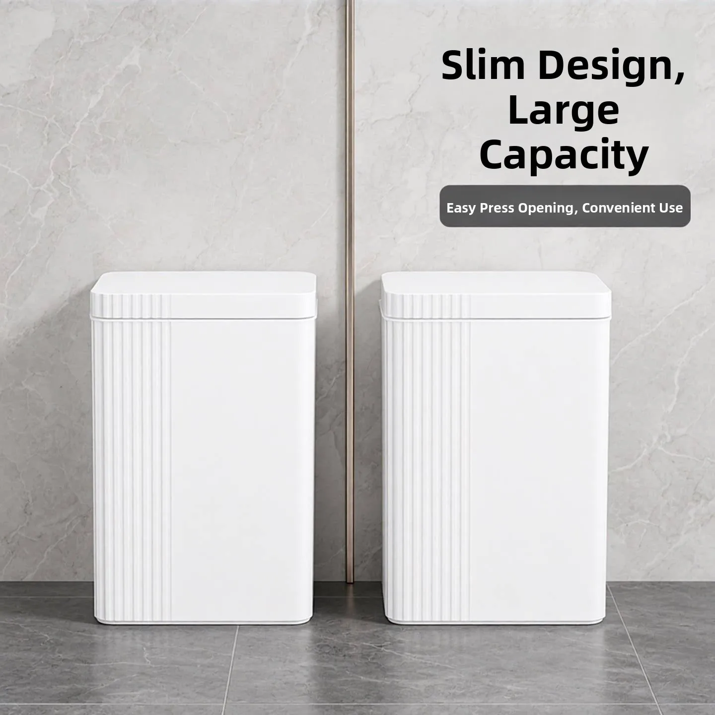 Ultra-Narrow Toilet Trash Can Press Type with Cover for Home Use  Filler Bathroom Waste Bin Half-Circular Shape 1L Capacity