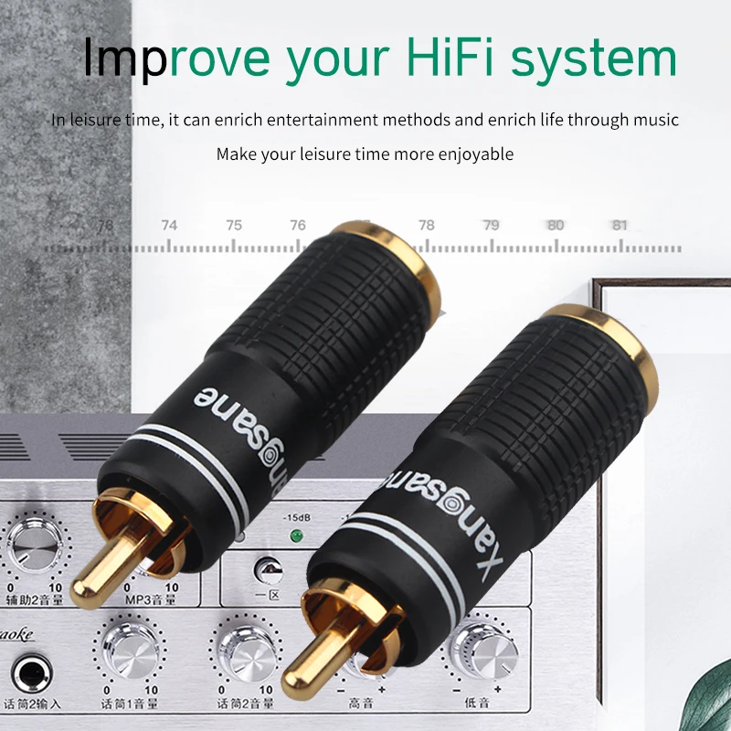 4 Stück Kupfer RCA-Stecker vergoldet Audio-Adapter Hifi DIY Verstärker Signal Line-Anschluss