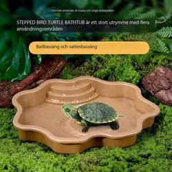 Turtle Pool Large Reptile Turtle Bathing Tub Feeding Bowl Lizards Habitat With Ramp Tortoise Feeder Feeding Bowl for Small Gecko