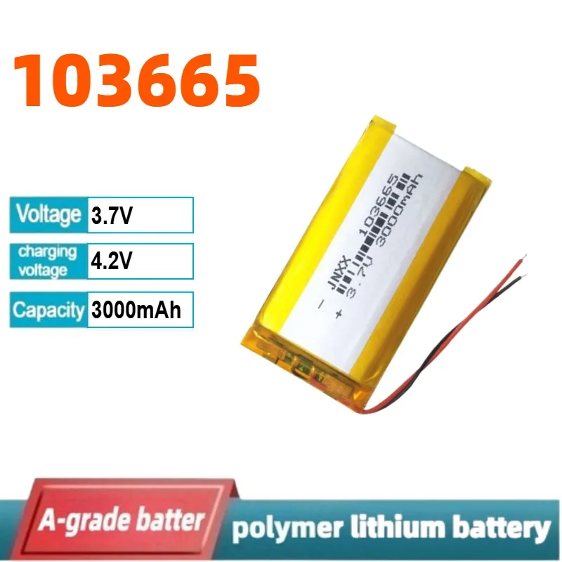 

3000mAh Rechargeable 3.7V 103665 Battery Gps Polymer Lithium Battery for LED Light Driving Recorder PSP Camera Bluetooth Speaker