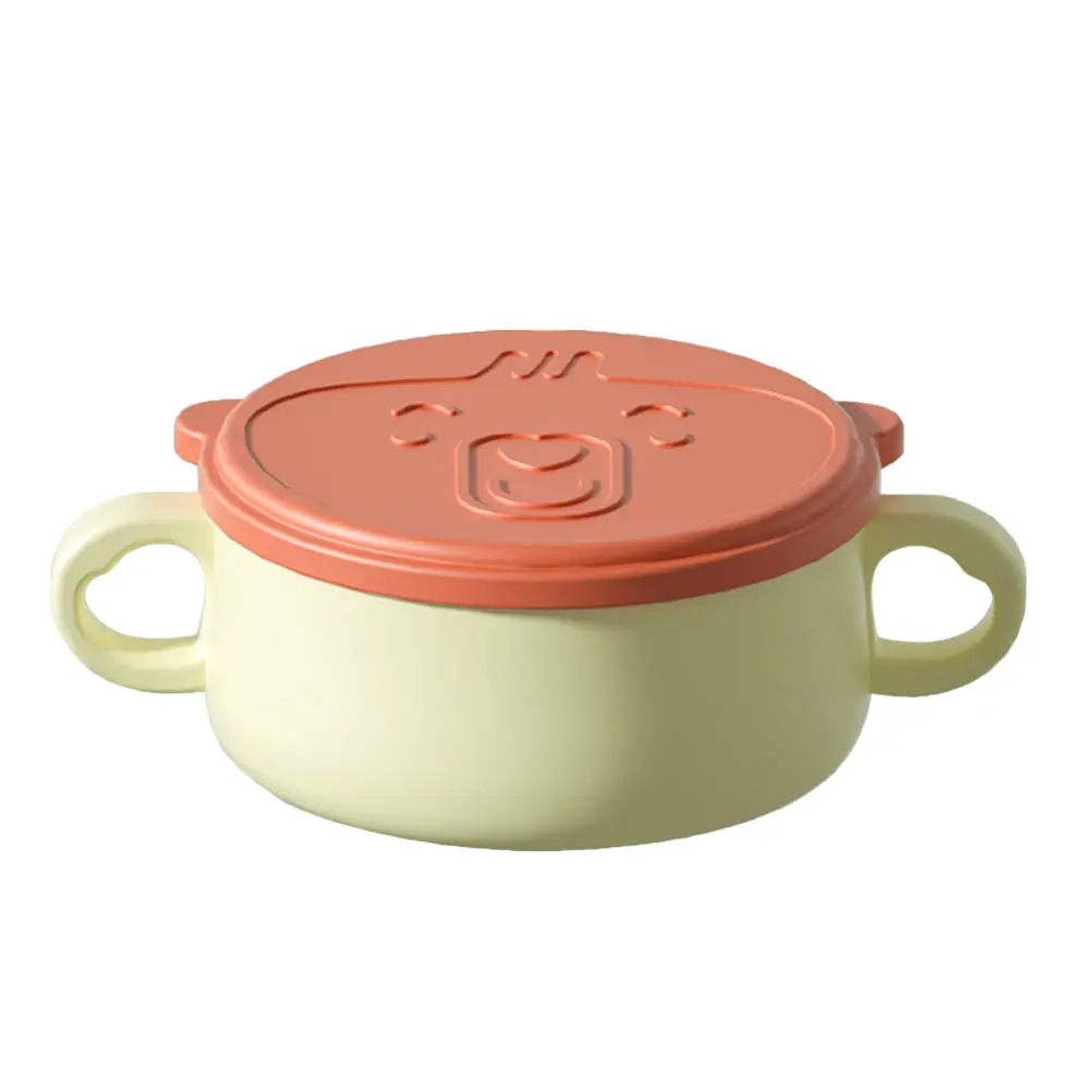 

Stainless Steel Bowl Dual h Detachable Design Non slip Suction Base Food Grinding Easy to Hold Tableware Infant