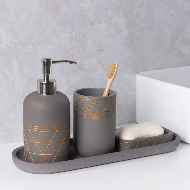 soap dispenser Bathroom three piece washing set Bathroom hotel bathroom mouthwash cup lotion bottle soap dish set dispenser