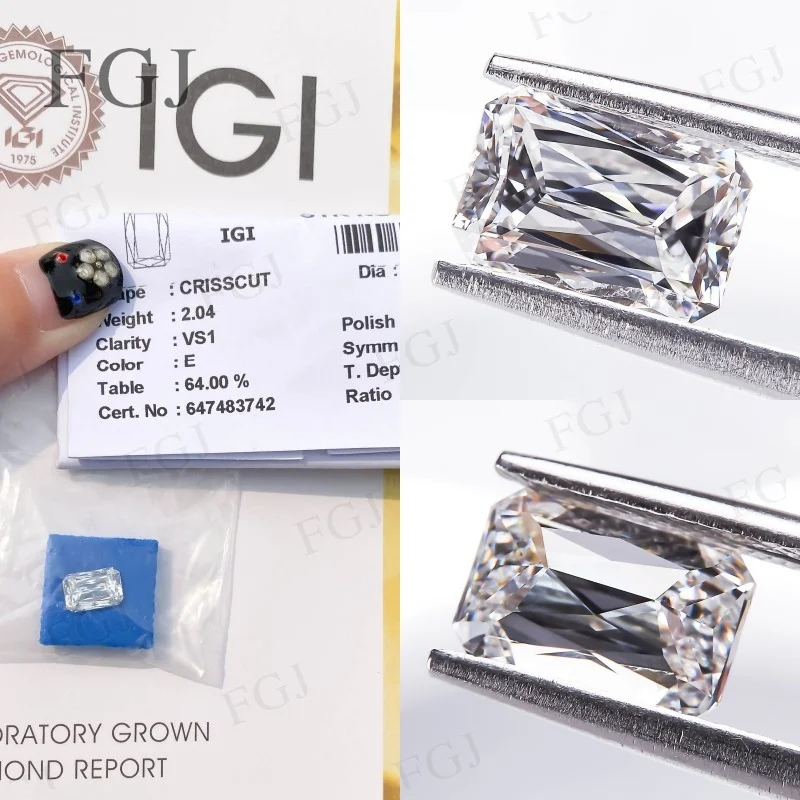 

2.03-2.04CT Lab Diamond CrissCut VS1 E Цвет Высококачественные материалы для изготовления ювелирных изделий с IGI CVD HPHT Свободный камень Оптовая цена