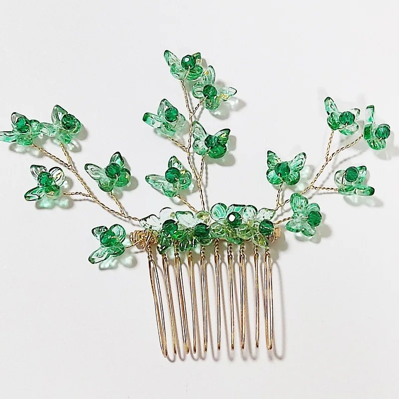 Green Color Butterfly Hairpin for Women Fairy Temperament Sweet Princess Hair Clip Hair Comb Fashion Bride Hair Accessories