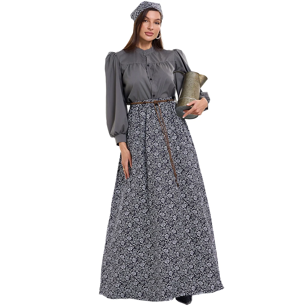 

Halloween Female Role-playing Traditional Beer Festival Maid Costume Manor Farm Girl Shirt Top Floral Skirt Court Maid Costume