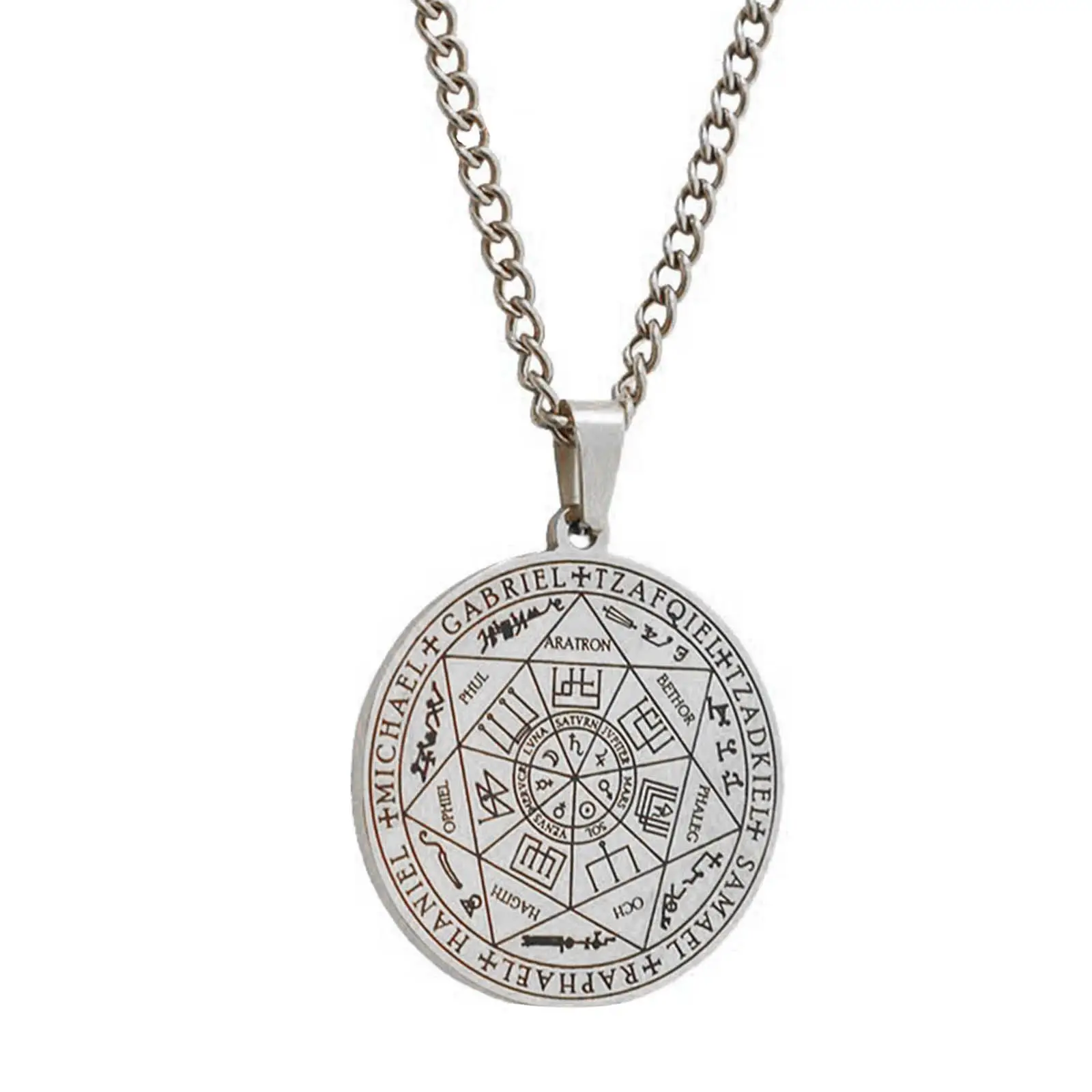 Mens Pendant Necklace Sweater Chain Necklace 7 Archangels Pendant Necklace for