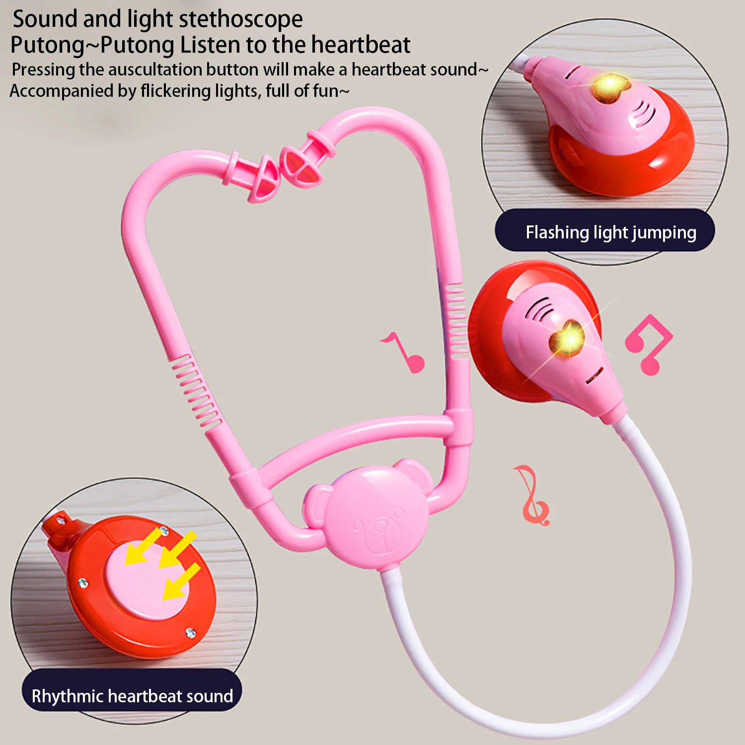 Conjunto de brinquedos de médico infantil, Simulação doméstica, Som e Luz, Injeção de estetoscópio, Caixa Médica Hospitalar, 42 Unidades, 1 Conjunto