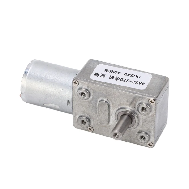 DC Geared Motor Double Shaft Rotation Direction Adjustable Square Turbine Worm Speed Reduction Motor DC24V 40RPM