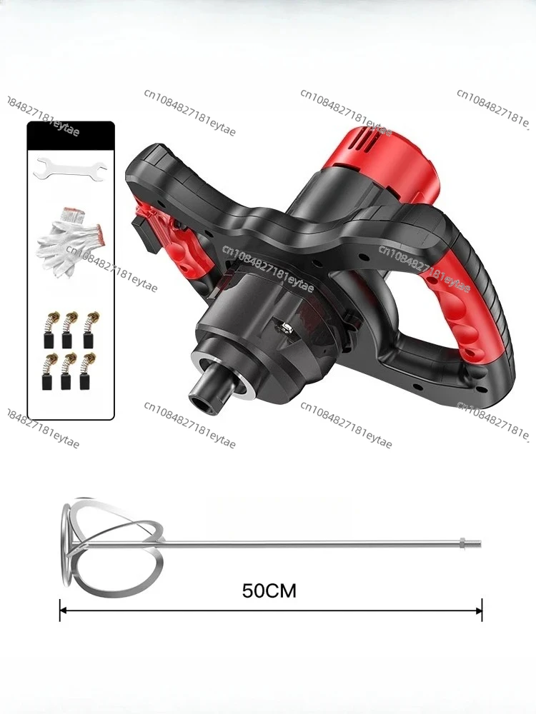 220V 2000W Flat Handheld Concrete Mixer, 6-Speed Paint & Putty Mixing Tool with Stainless Steel Rod