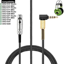 OFC Mini XLR Nylon Braided Replacement Cable Extension Cord For AKG K141 K171 K181 K240 K271 Studio MKII K245 K7XX Headphones