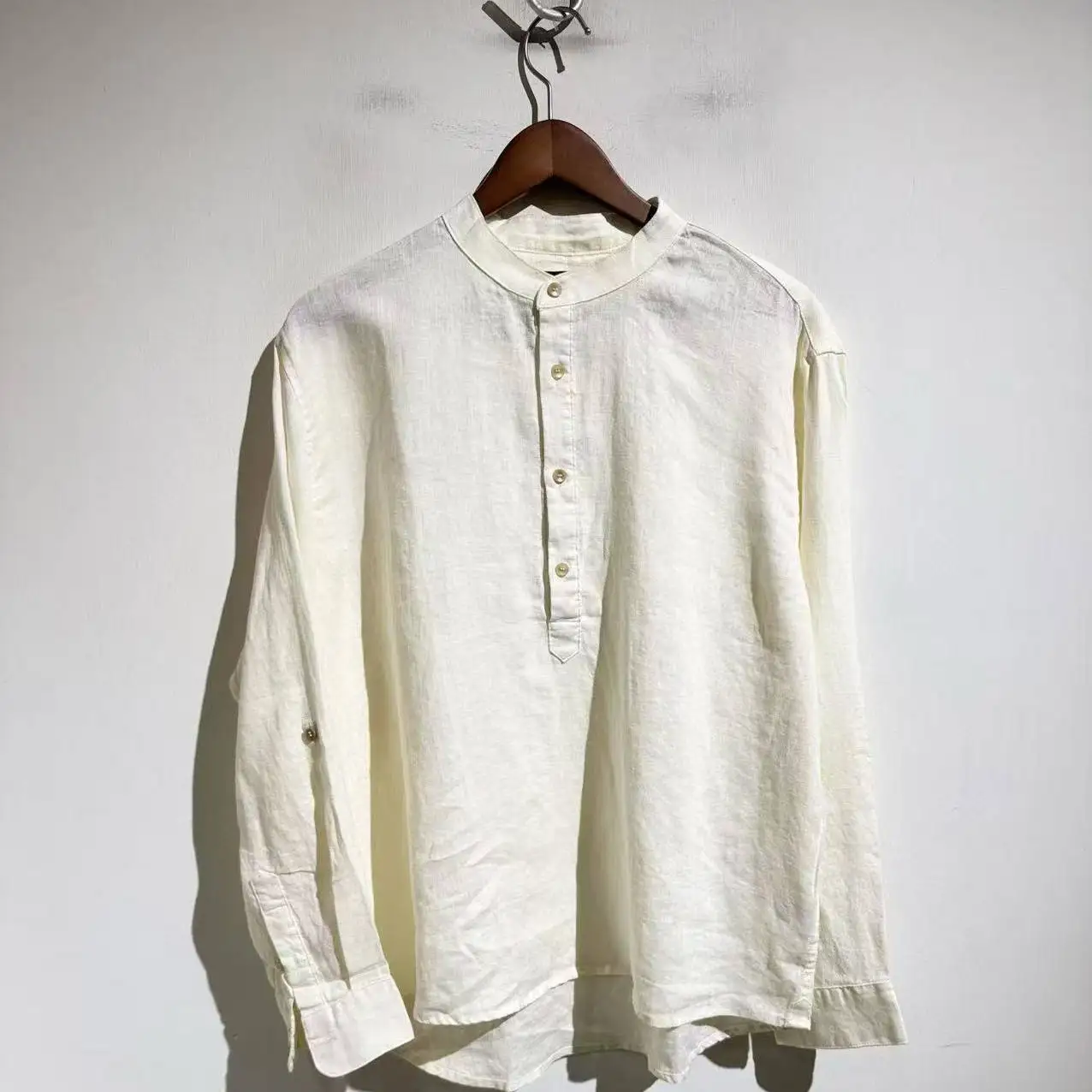 

Italian LP summer new old money style linen solid color fashion pullover long sleeve shirt