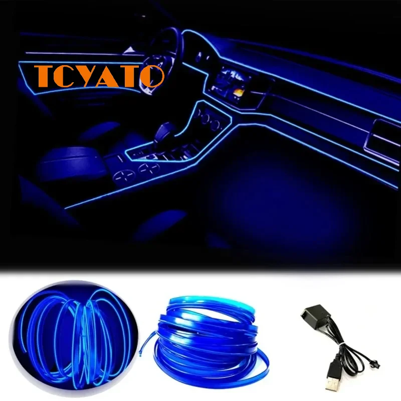 TCYATO  Luminous Line Car Skirt Edge 12V Wiring Drive Atmosphere Light Single Side Line 3-meter Set New Product Hot Selling Car