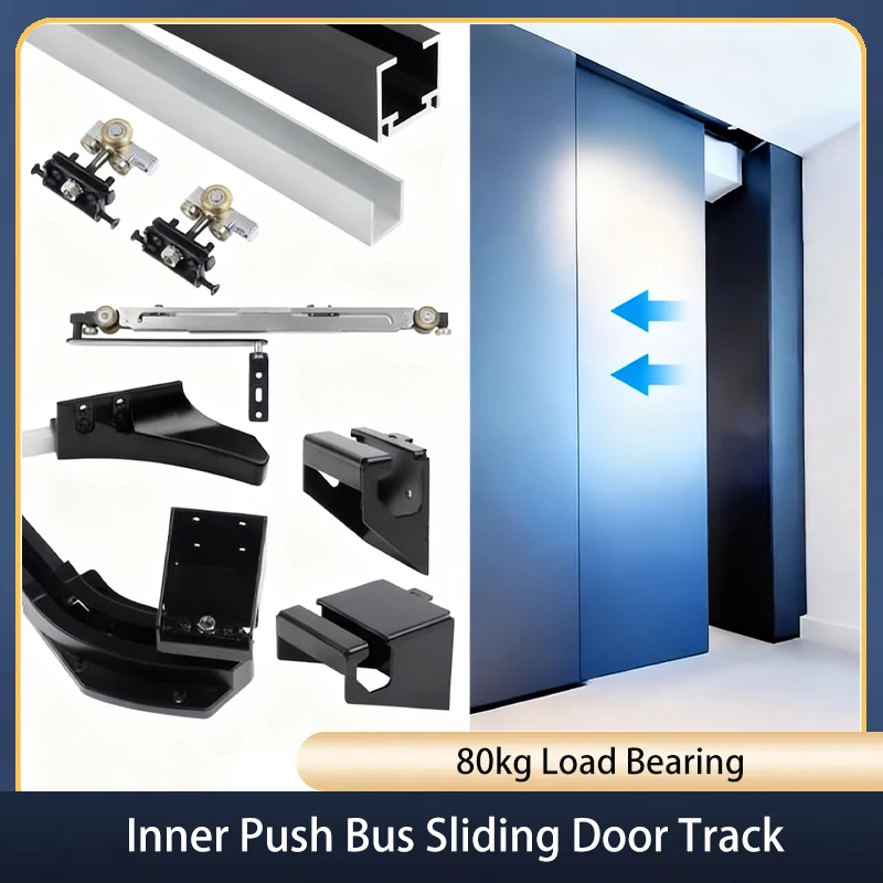 

Heavy Duty Invisible Sliding Door Track With Double Buffer Damping For Wardrobe Bedroom Bathroom Smooth Push Pull System