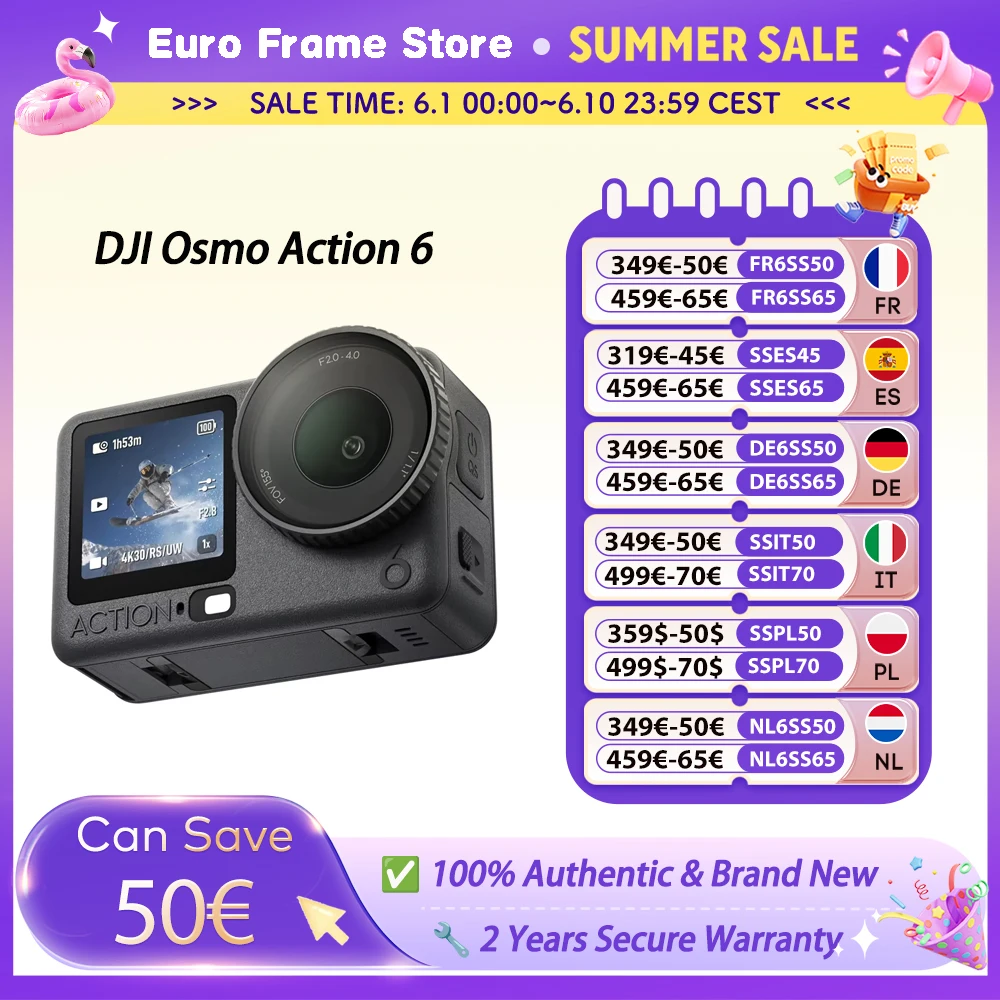 DJI Osmo Action 6 Action Camera Variable Aperture 1/1.1-inch Square Sensor, New 4K Free Cropping Osmo Action 6