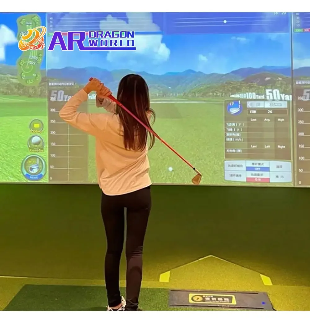 Golf Simulator Smart Screen With Hologram Interactive Projection Golf Training Aids Golf Clubs Balls For Entertainment Indoor