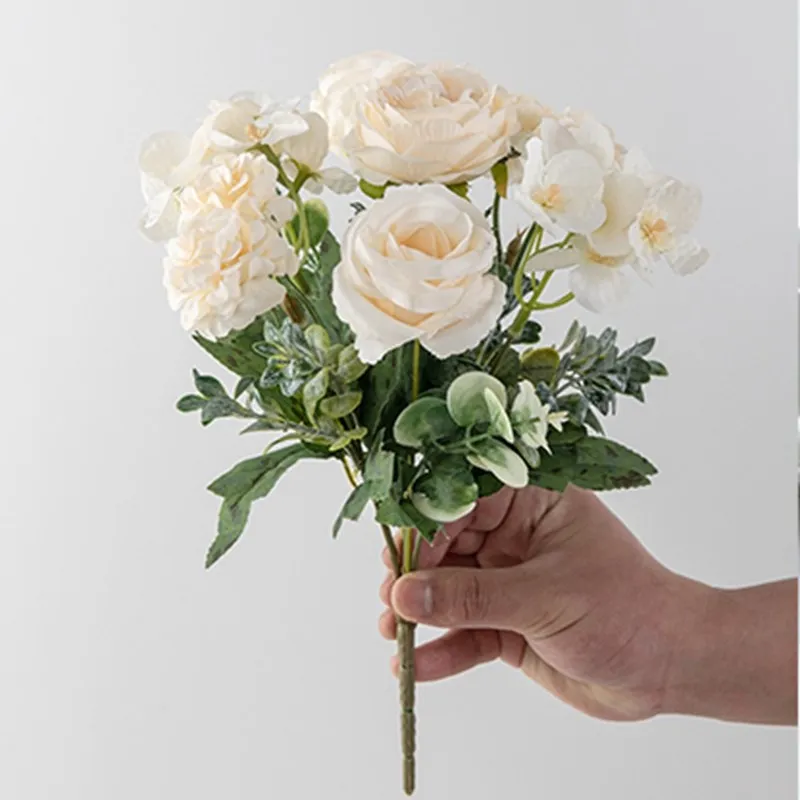 Künstliche Blumen 7 Zweige Seiden-Pfingstrose Rose Hortensie Hochzeitskranz Heim Zimmer Außenbereich Garten Bogen Festival Dekoration Arrangement Requisite – Detail 13