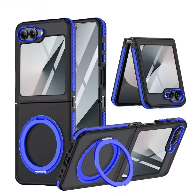 

Чехол ZFlip6, роскошные контрастные цветные чехлы Magsafe для Samsung Z Flip 6, тонкий матовый магнитный держатель-подставка, чехол для Galaxy ZFlip 6