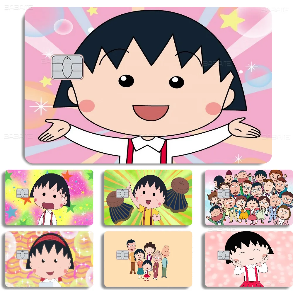 Chibi Maruko Chan Sakura Kyoko Cartoon Game Film Cover Sticker Case For Small Chip Credit Debit Card Front Side