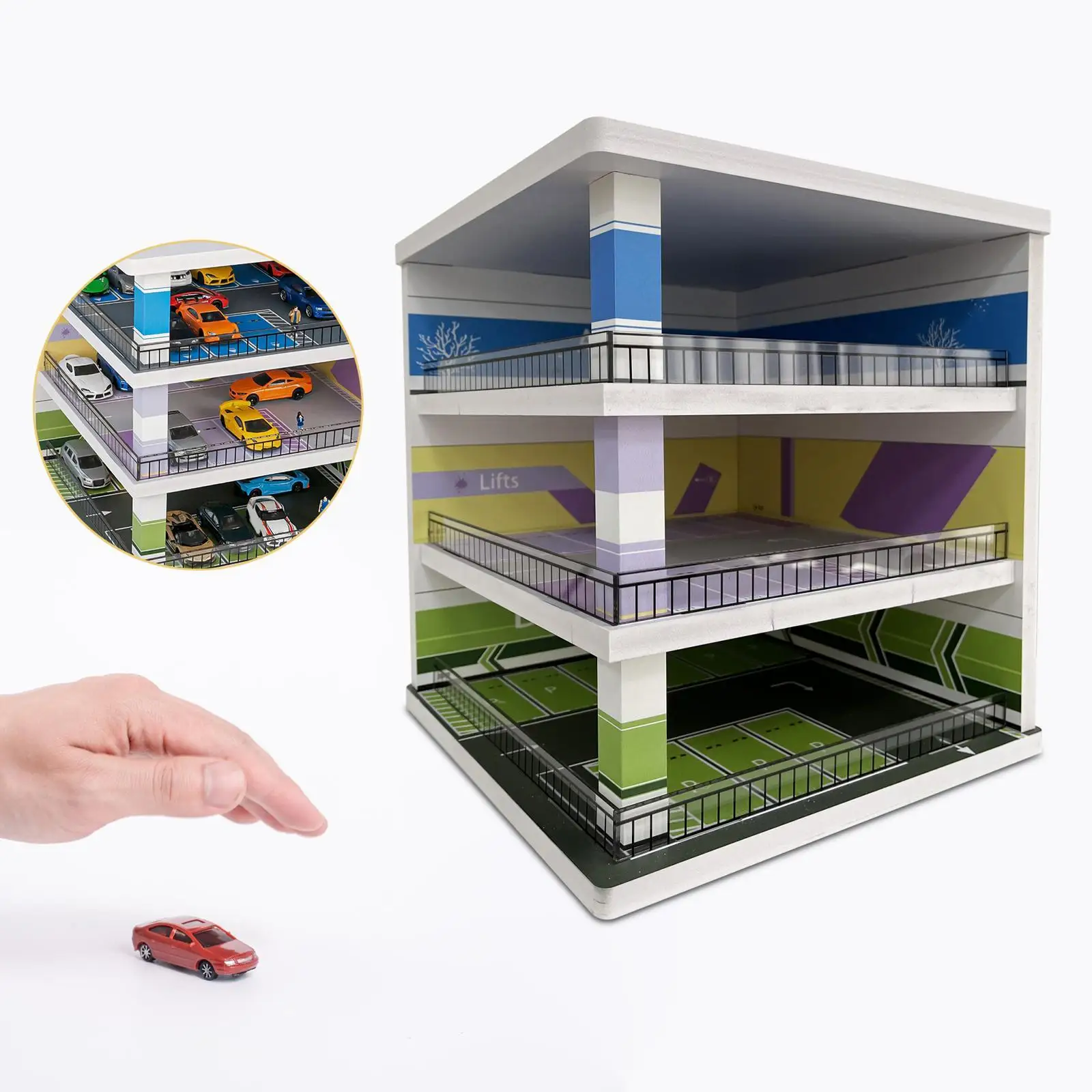 1:64 schaal parkeerplaats achtergrond kan 72 mini-auto's voertuiggarage display bevatten