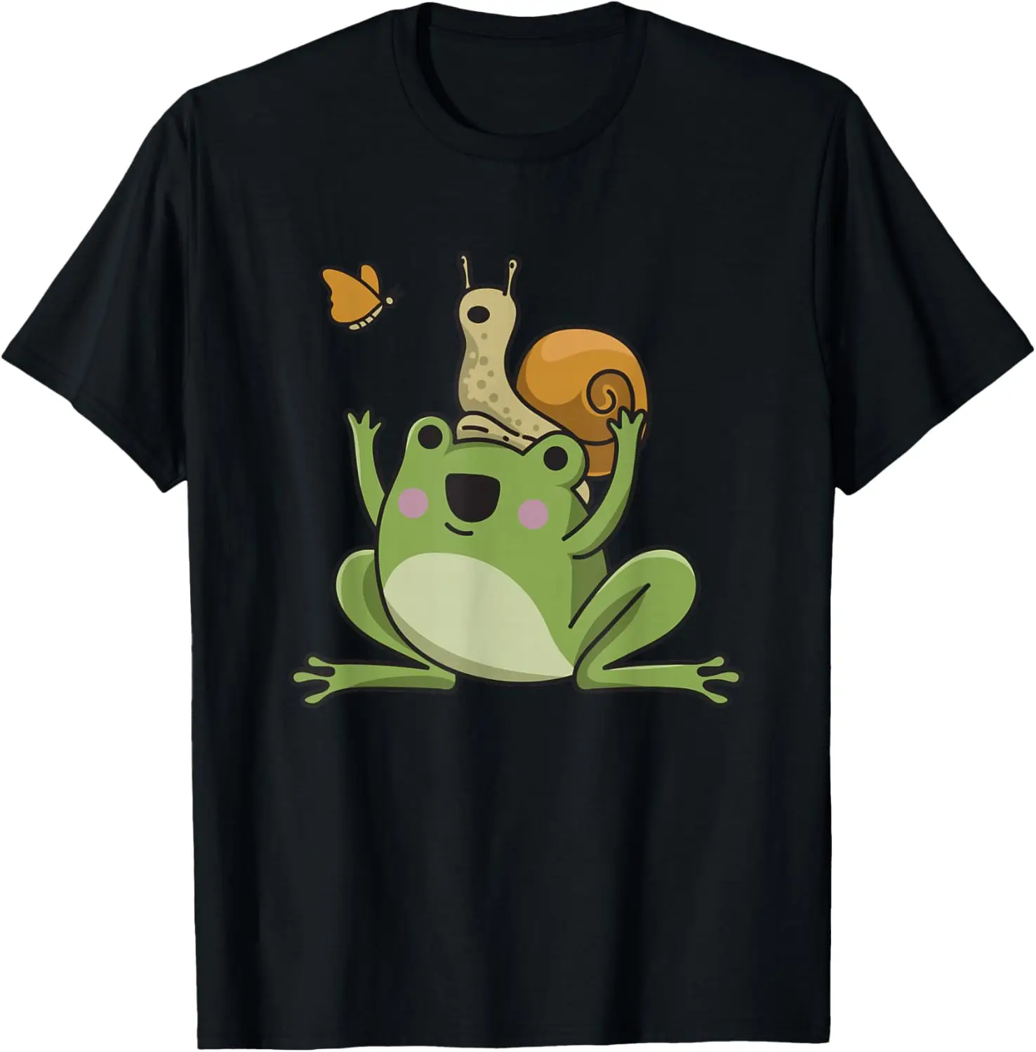 

Cute Snail Frog Butterfly Graphic Tee Cottagecore Aesthetic Goblin Core T-Shirt