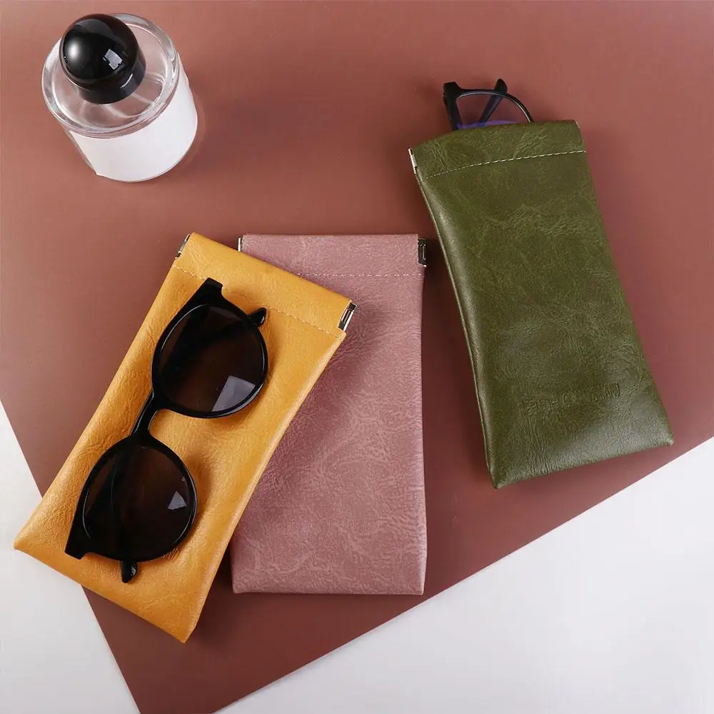 Waterproof Letter Eyewear Protective Case Simple Cosmetic Bag Small Coin Purse Sunglasses Storage Bag PU Leather Glasses Case