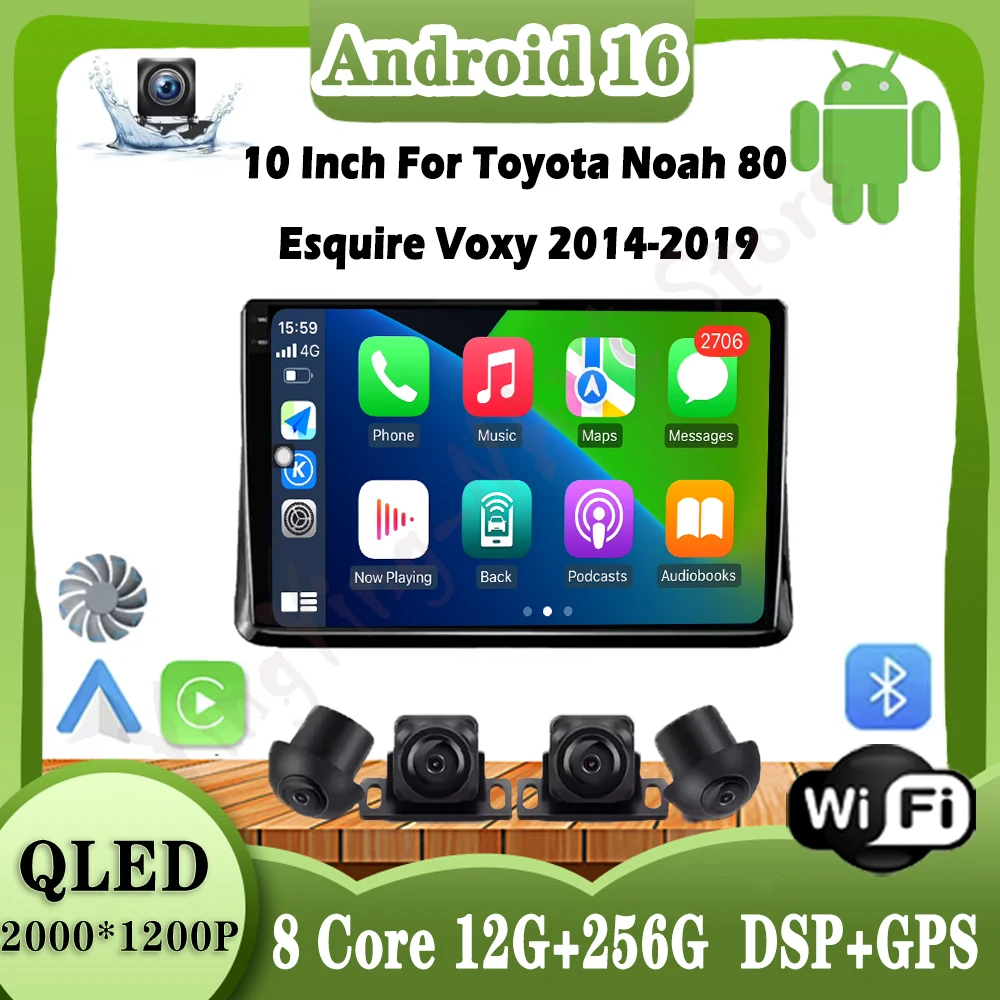 

10 Inch 2.5D Screen Android Auto Car Radio Multimedia Player For Toyota Noah 80 Esquire Voxy 2014-2019 DSP Stereo Navi GPS