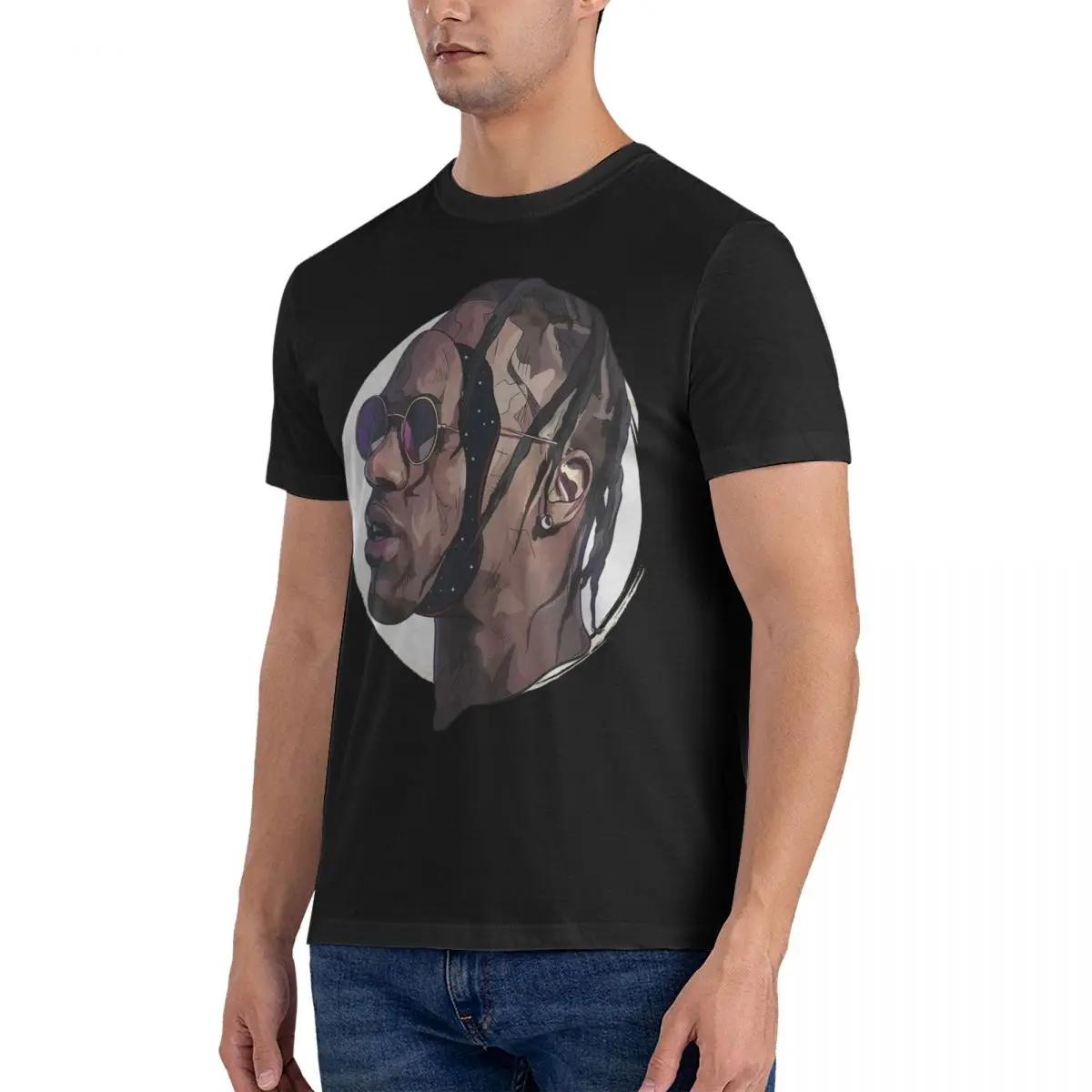 Men Art T Shirts Travis Scott 100% Cotton Tops Creative Short Sleeve Round Collar Tees Gift Idea T-Shirts