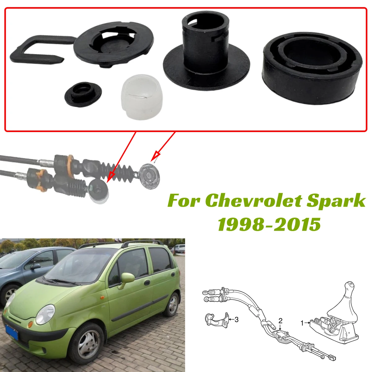 

For Chevrolet Spark MT Shifter Selector Lever Cable Bushing Linkage End Rod Cap Cup Connector Replace Part 1998-2015 Accessories