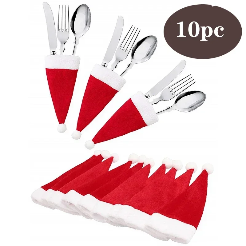 Christmas Decoration 2025 Home Decorations Dinner Table Decoration and Table Accessories Christmas Hat Fork Knife Cutlery Bag