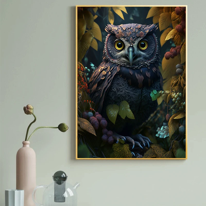 Nordic Jungle Animal Portrait Canvas Painting Owl Monkey Lion Wolf Flowers Poster Print Wall Art For Modern Room Home Decor