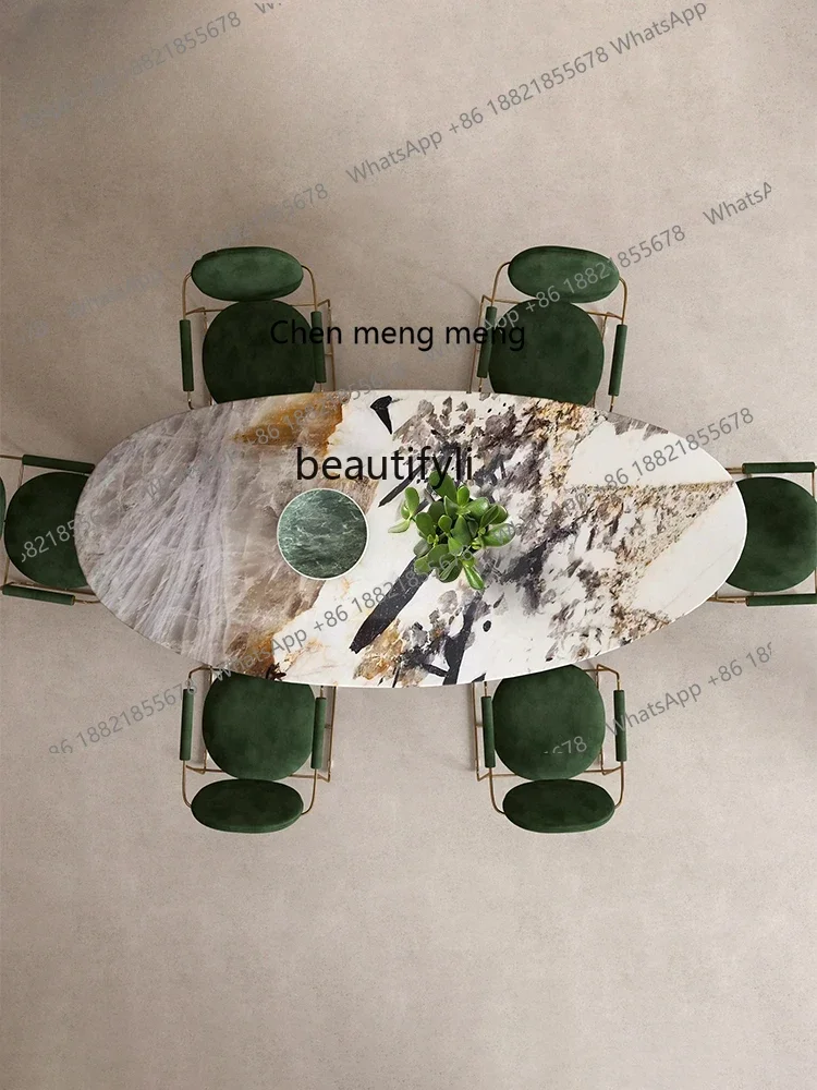

ss7304 Stone Plate Dining Table Oval Household Large Flat Restaurant Luxury Stone Stone Plate Dining Table