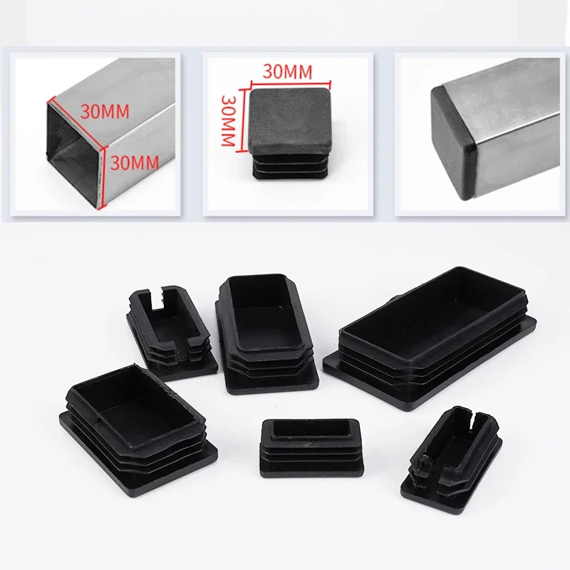 검정색 사각형 플라스틱 블랭킹 엔드 캡 파이프 플러그 가구 내부 플러그 커버 13x13mm ~ 200x200mm