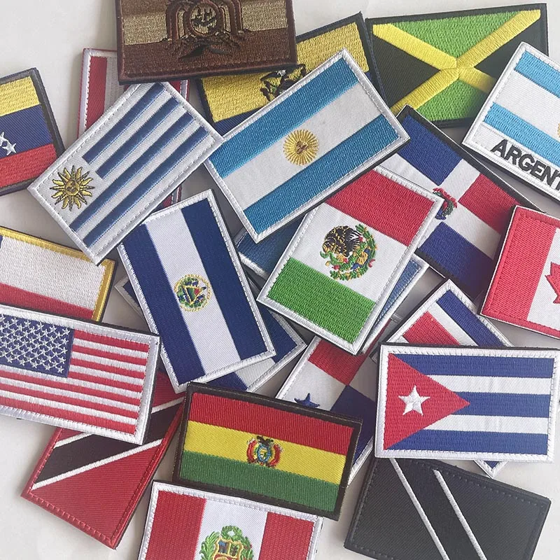 Amerika, Kolumbien, Peru, Venezuela, Ecuador, Kuba, Chile, Jamaika, Argentinien Flaggen-Taktikabzeichen, gestickte Aufnäher, Rucksackaufkleber – Detail 5