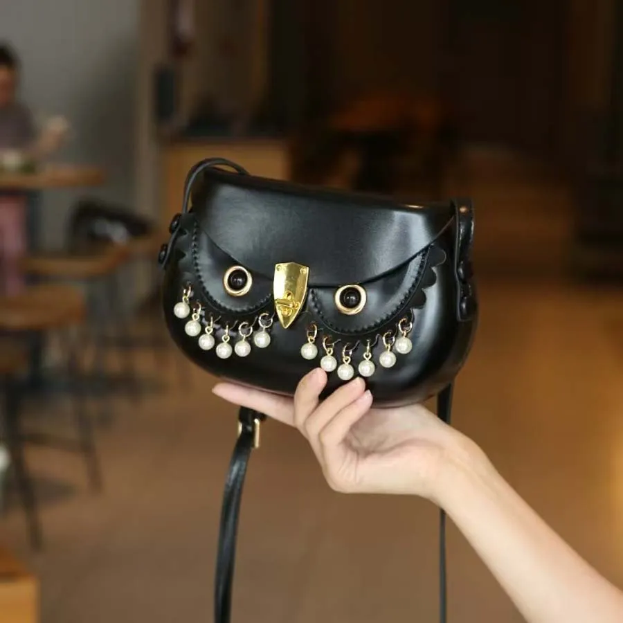 2024 Owl Shaped Crossbody Bag With Pearls Beaded Mobile Phone Bags