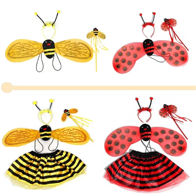 

Halloween BeePerformance Costume Accessories Cosplay Ladybug Ladybird Fairy Costume Wing Headband Wand Halloween Party