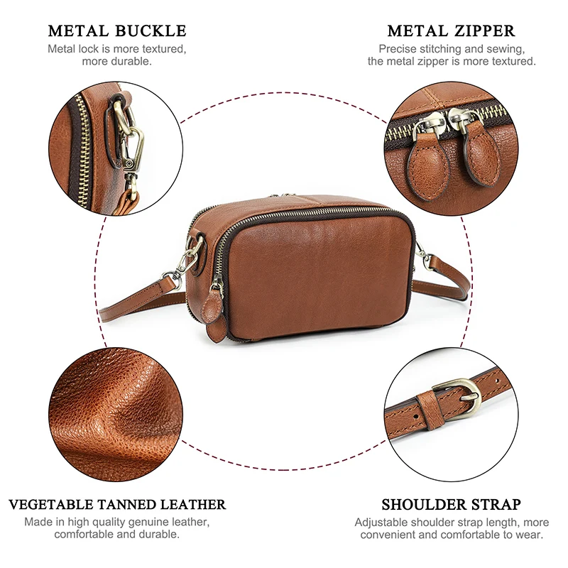 Contact\'S Genuine Leather Crossbody Bag For Women Fashion Casual Satchels Long Strap Sling Shoulder Bag Portable Zipper Handbag