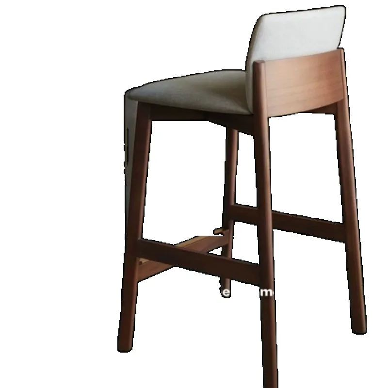Wooden Cushions Kitchen Bar Stools Modern Minimalist Household Backrest Bar Stools Dining High Nordic Barkruk Home Furniture