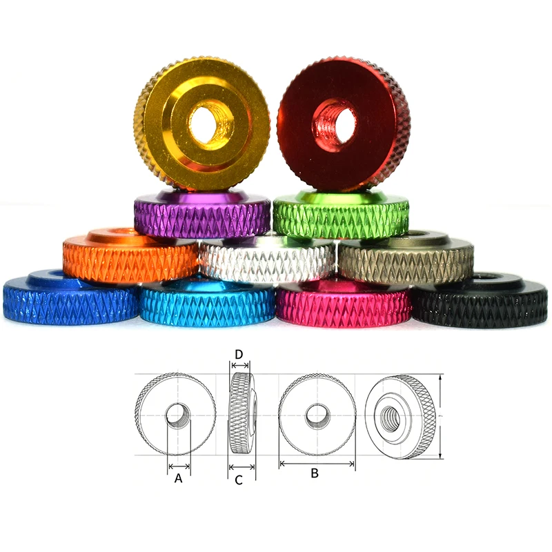 M3-M6 Step Shoulder Knurled Thumb Nuts, 6061 Aluminum Convex Thin Adjustment Nuts for Inspection Equipment HHX