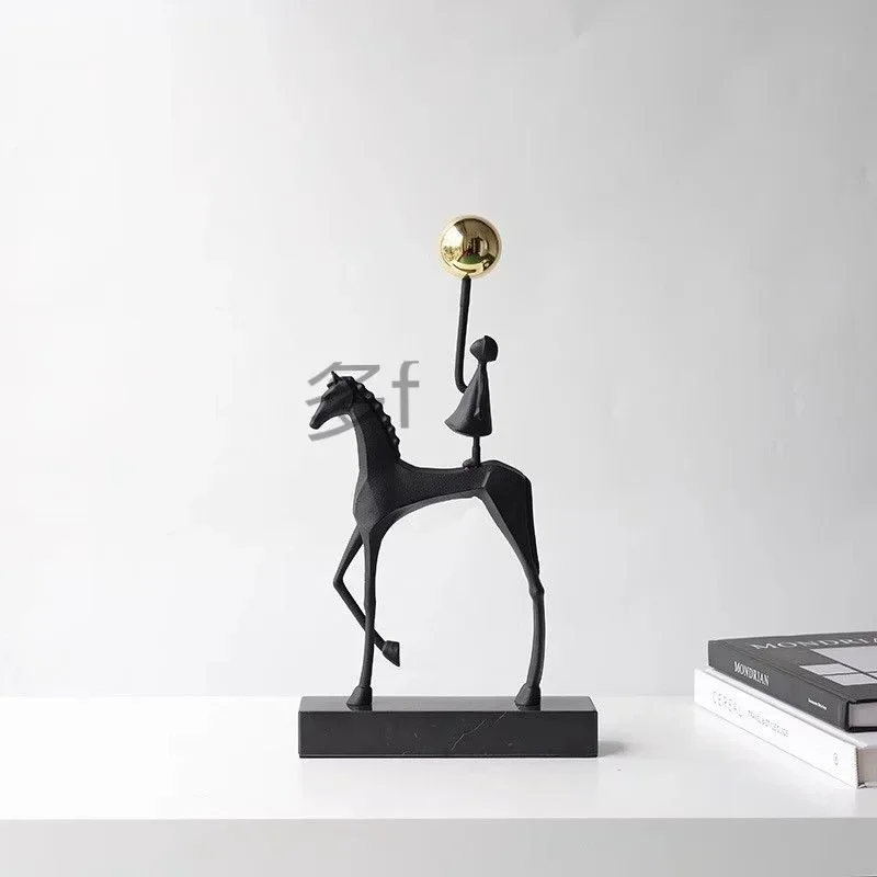 تمثال أطفال دريم لاند تجريدي حديث - منحوتة فتاة وحصان مصنوعة يدويًا، ديكور داخلي بطابع الطفولة، زخرفة فنية مصنوعة يدويًا