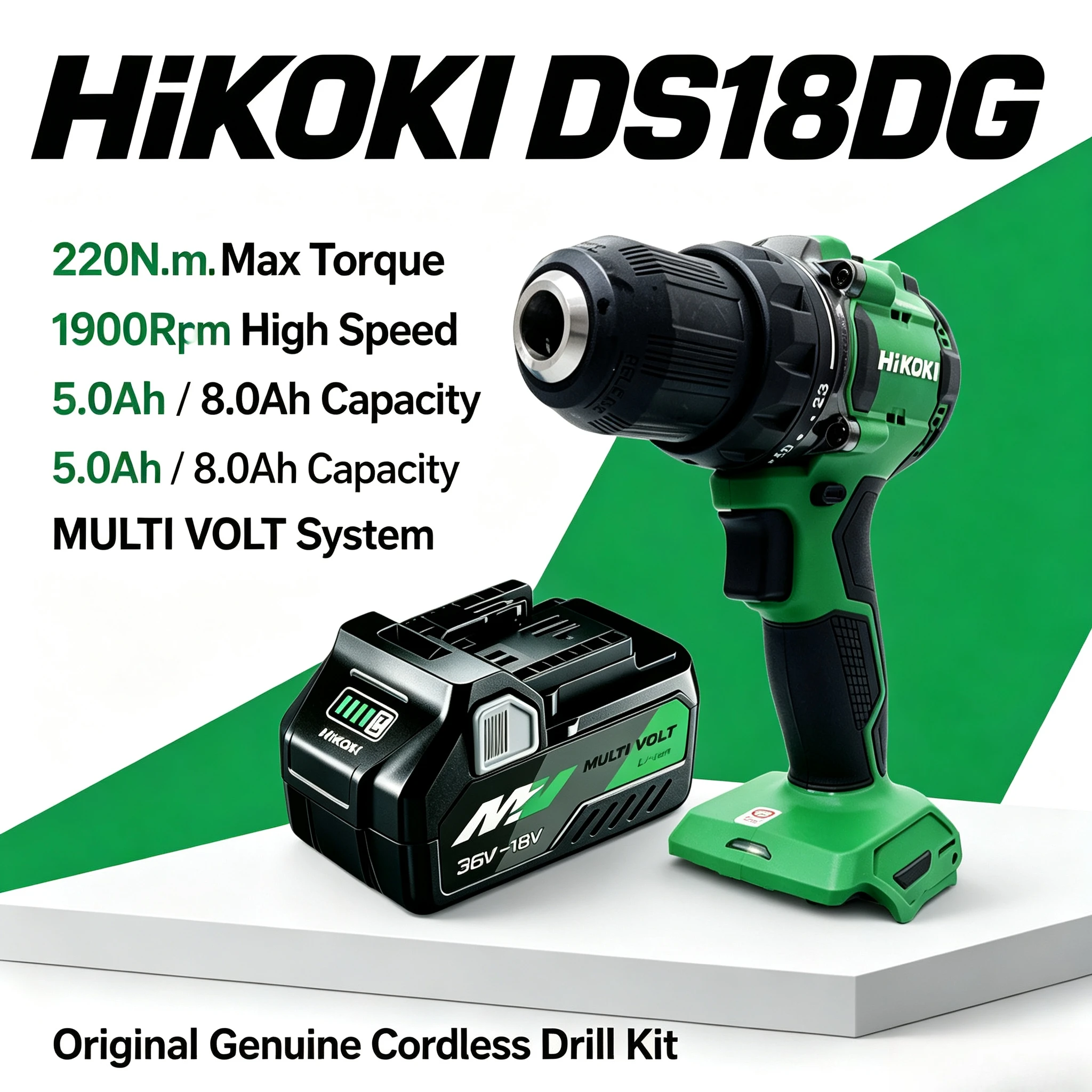 Original HiKOKI DS18DG drilling kit with 8.0Ah battery,built for 18V/36V brushless drills portable for site moving and operation