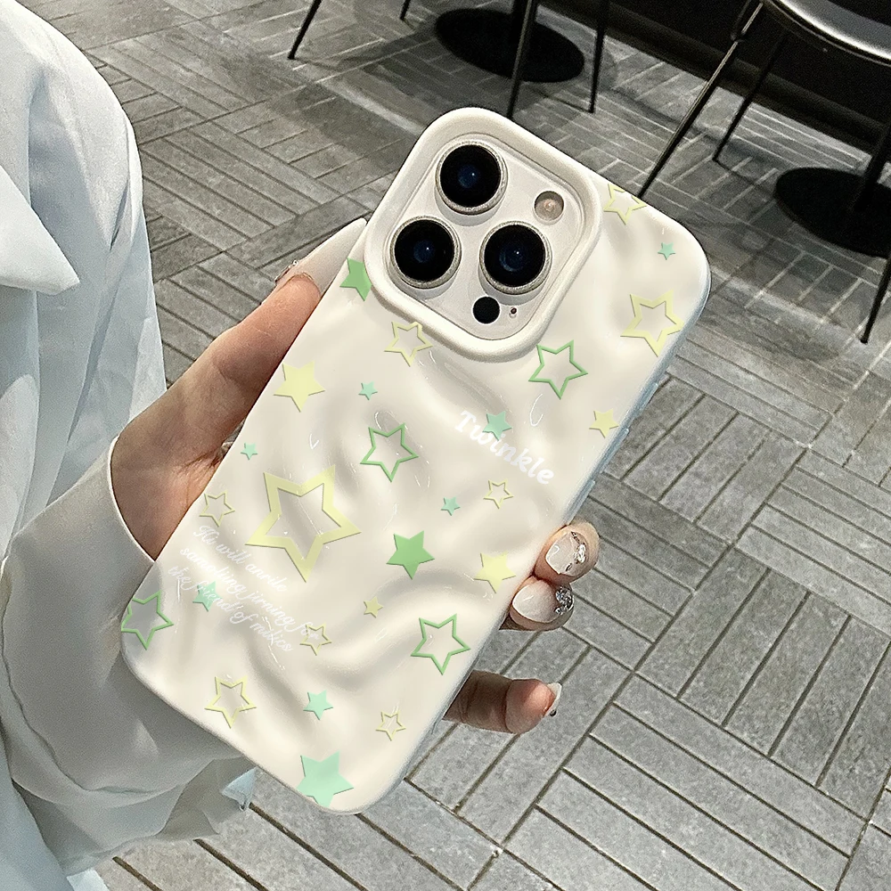 Koreanische Stars Mode Handyhülle für iPhone 17 16 15 14 13 12 11 Pro Max 14 Plus 17Air Falten-Wellen Weiche Silikon Anti-Sturz-Hülle – Detail 4