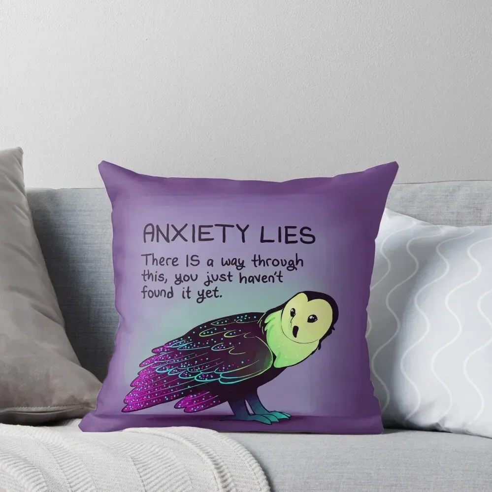 

ANXIETY LIES Sparkle Neon Owl Throw Pillow christmas pillowcases autumn decoration Pillows Aesthetic luxury covers pillow