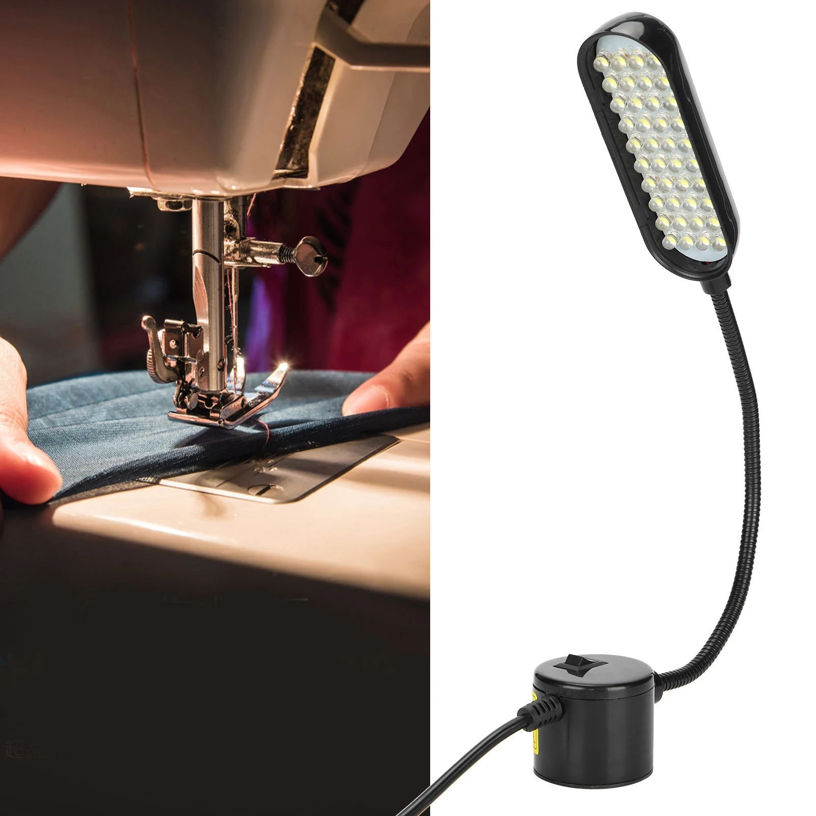LED Car Light Sewing Machine Lamp 6000-6500K 360° Adjustable Hose Magnet Sewing Machine Tool Work Lamp AC110-250V