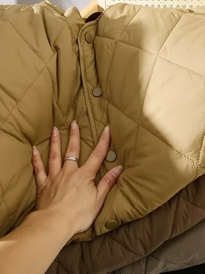 Autumn and Winter Warm Retro Mountain Style Quilted Diamond Grid Versatile Coat, Couple Cotton Jacket, Cotton Jacket