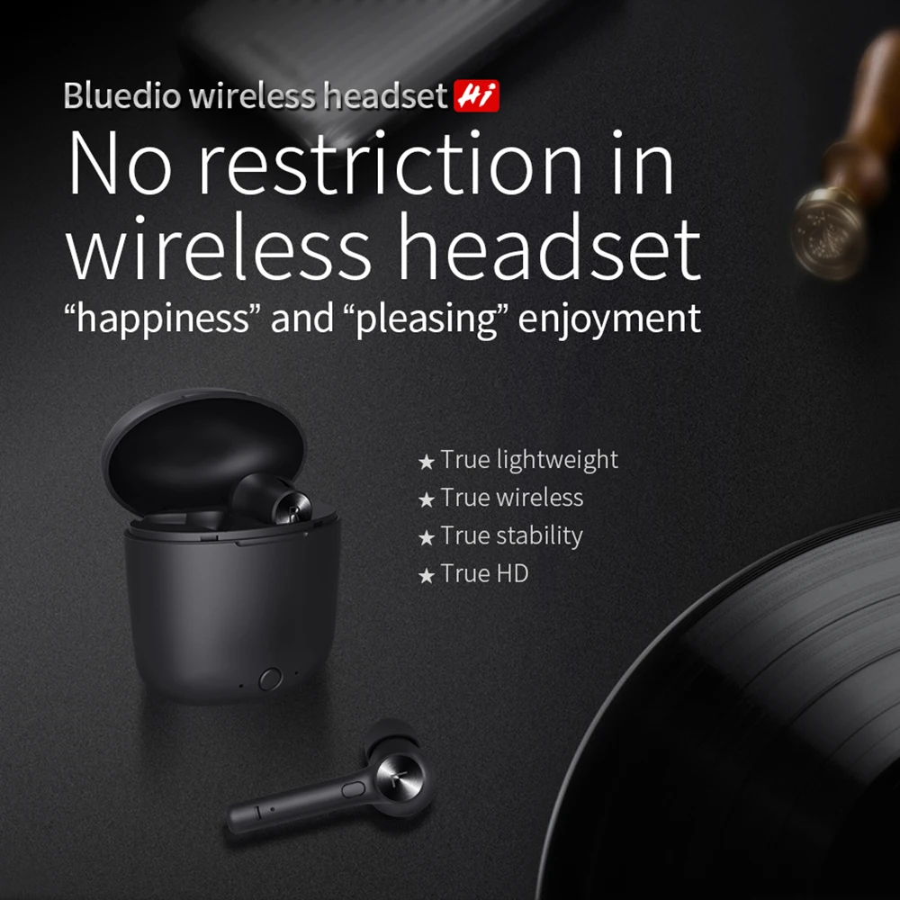 Wireless Bluetooth Headphones Sports Earphones TWS Bluedio Hi Stereo Earbuds Headsets For Phone With Charging Box Built-in Mic