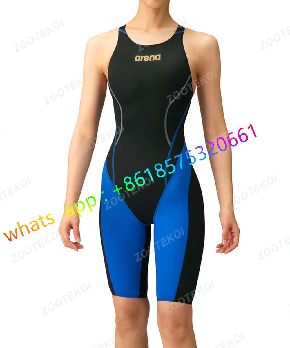 Sleeveless Sexy Racer Back Swimwear Women One Piece Swimsuit Knee Length Swimming Bodysuit Quick Dry Competitive Swimming Suit