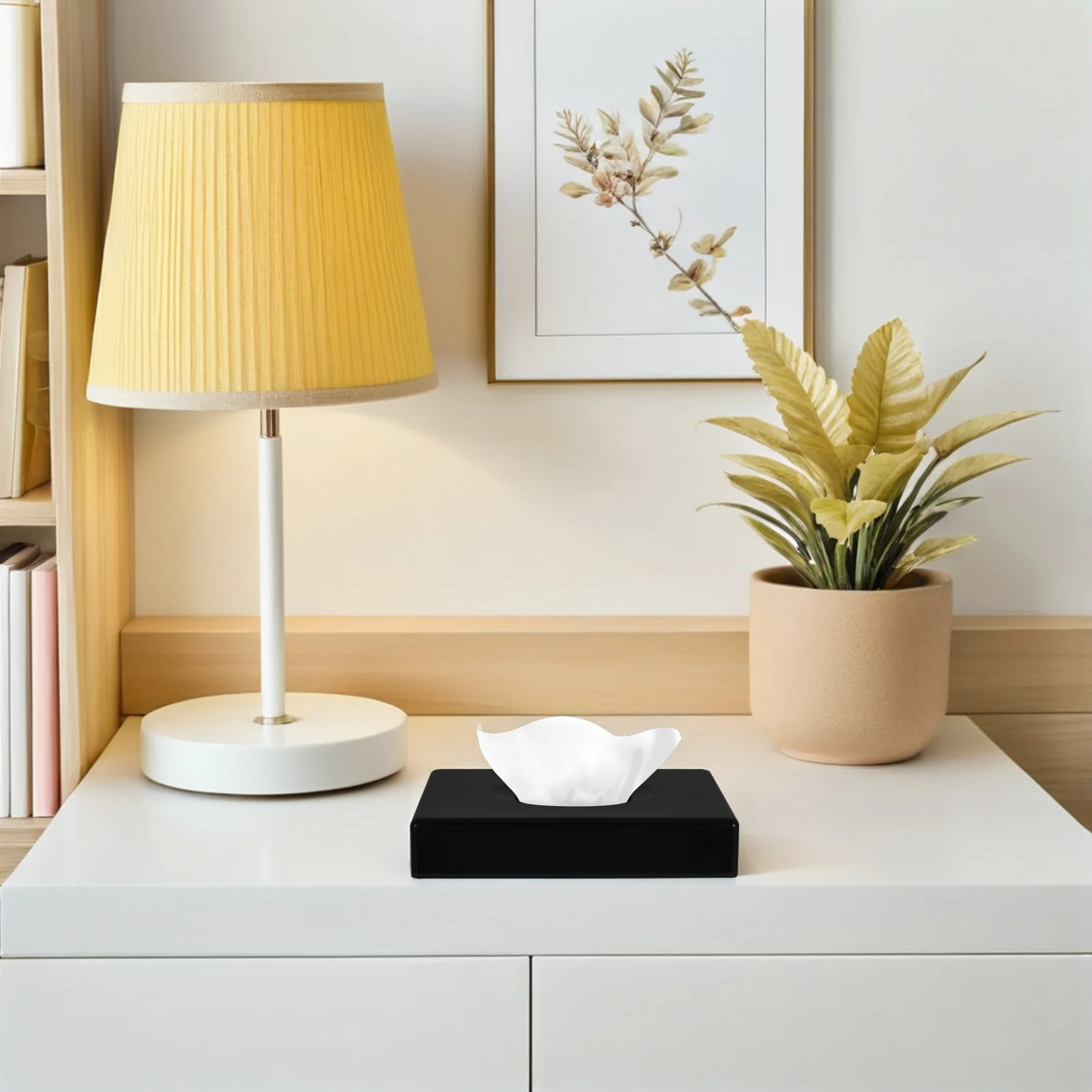 

Desktop Tissue Box Holder Black Rectangular Plastic Tabletop Organizer For Kitchen Bathroom Office Napkin Storage Face Tissue