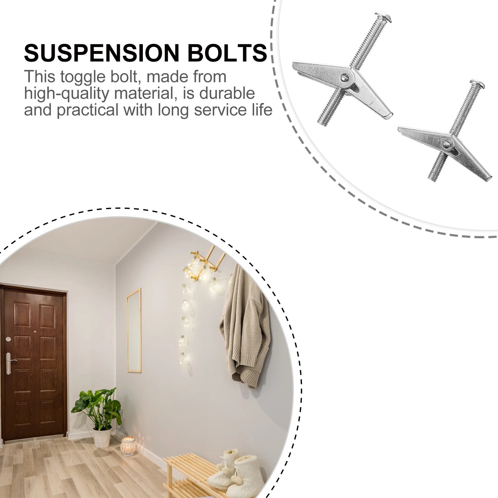 

20pcs Toggle Bolts Heavy Duty Hollow Wall Fasteners Iron Spring Drywall Anchors for Hanging Mirrors Shelves Curtains